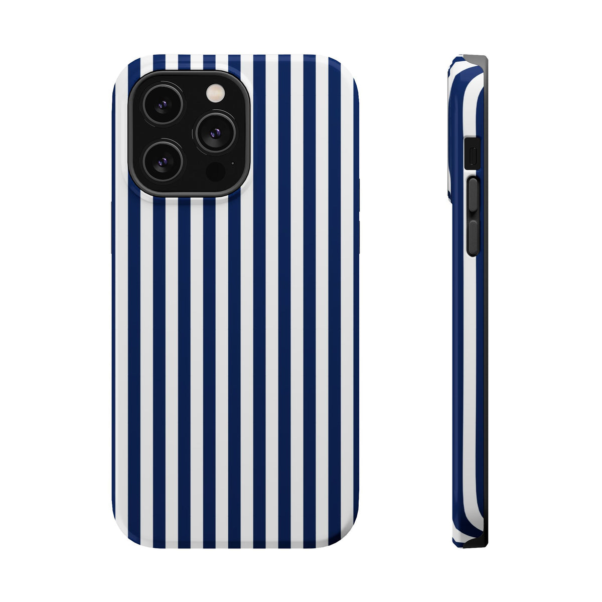 Navy Stripe MagSafe case for iPhone 14 Pro Max, glossy finish