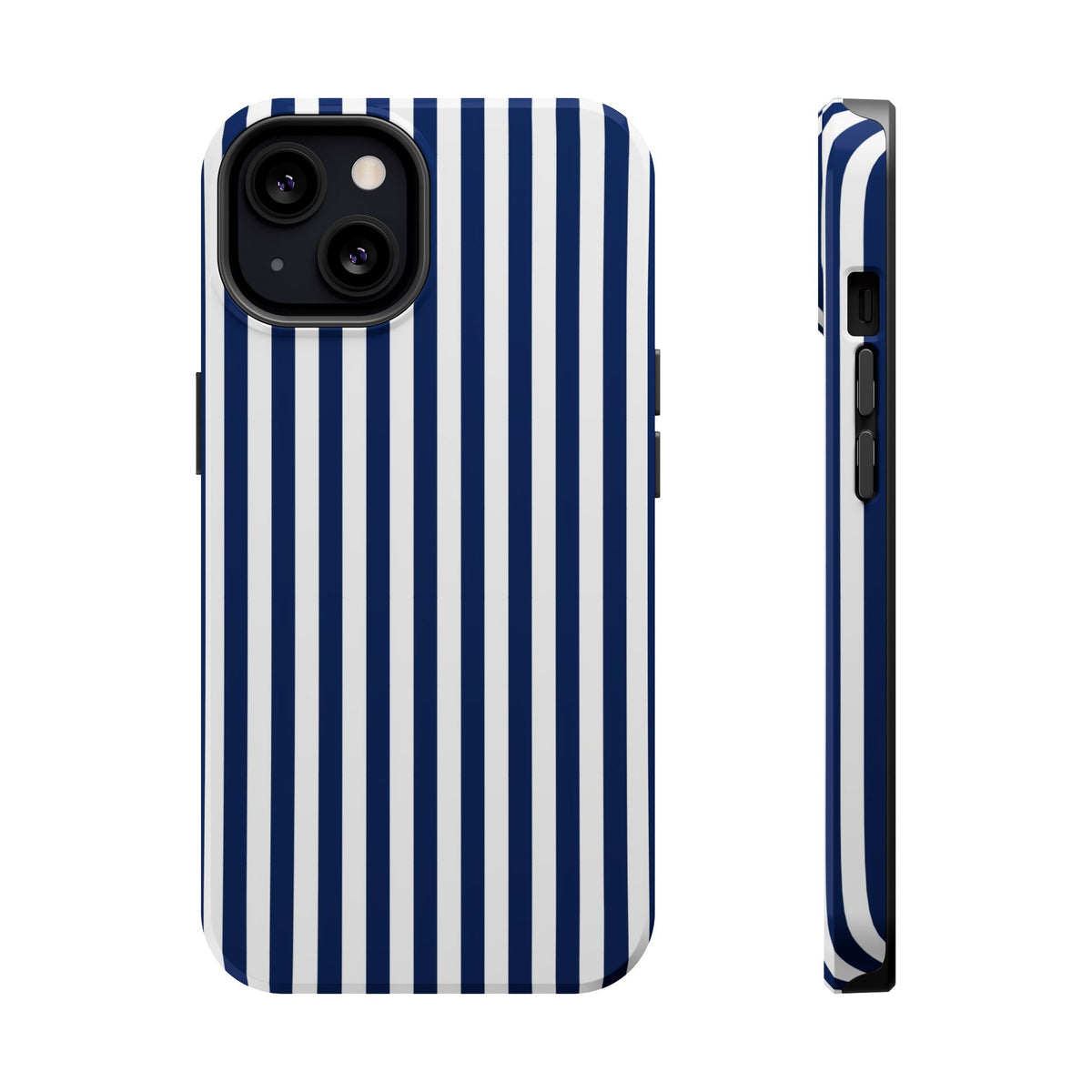Navy Stripe MagSafe case for iPhone 13, glossy finish