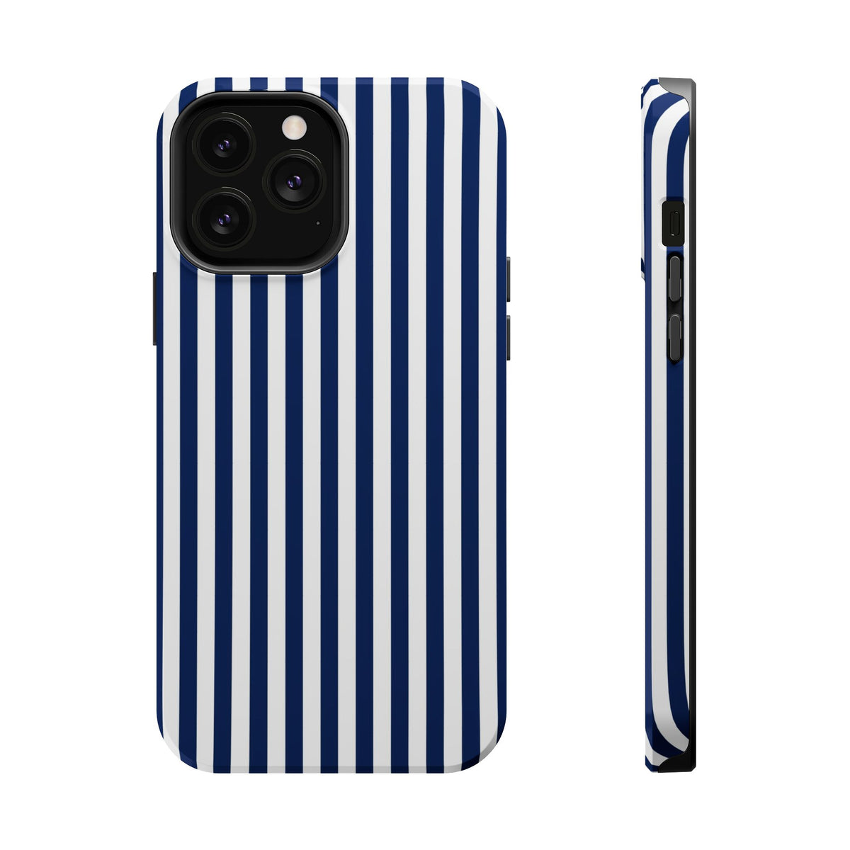 Navy Stripe MagSafe case for iPhone 13 Pro Max, glossy finish