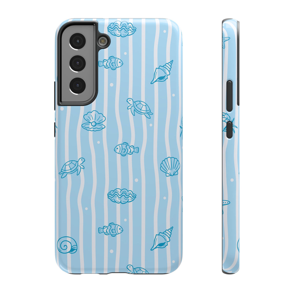 Ocean Doodle Stripe protective phone case for Samsung Galaxy S22 Plus, glossy finish