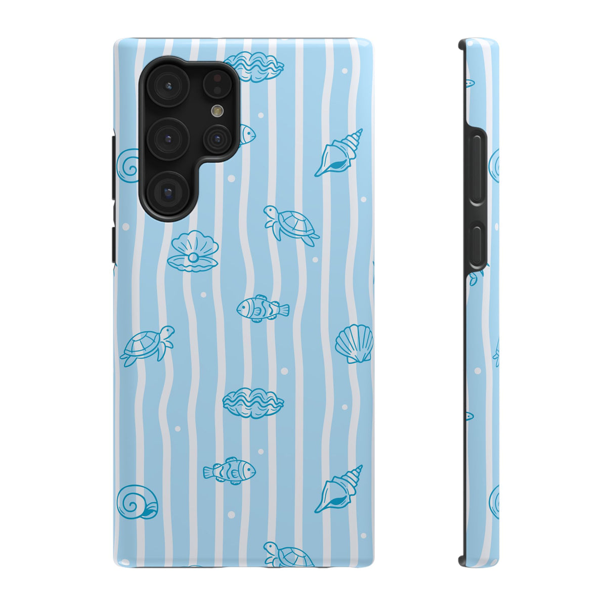 Ocean Doodle Stripe protective phone case for Samsung Galaxy S22 Ultra, glossy finish
