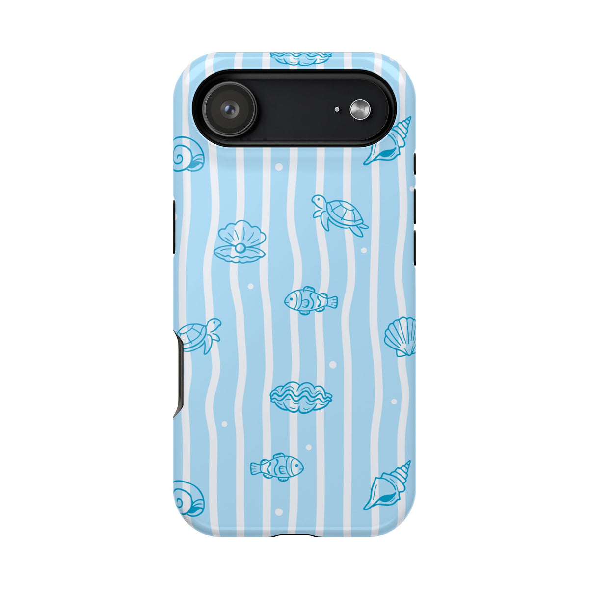 Ocean Doodle Stripe protective phone case for iPhone 17 Air, glossy finish