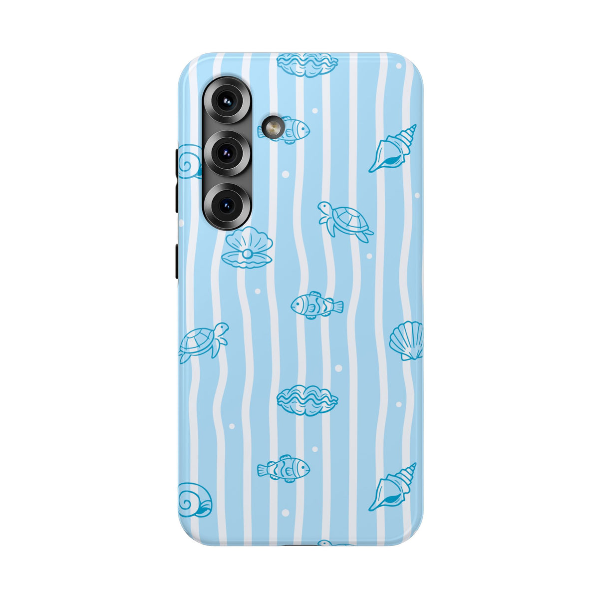 Ocean Doodle Stripe protective phone case for Samsung Galaxy S25, glossy finish