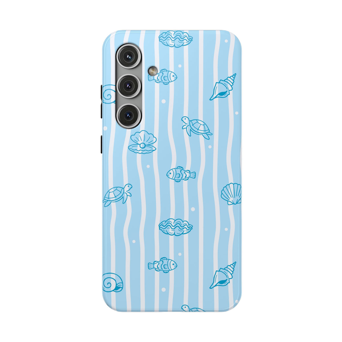 Ocean Doodle Stripe protective phone case for Samsung Galaxy S24 Plus, glossy finish