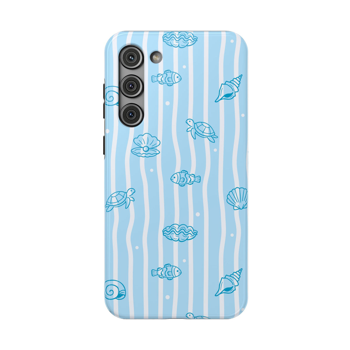 Ocean Doodle Stripe protective phone case for Samsung Galaxy S23 Plus, glossy finish