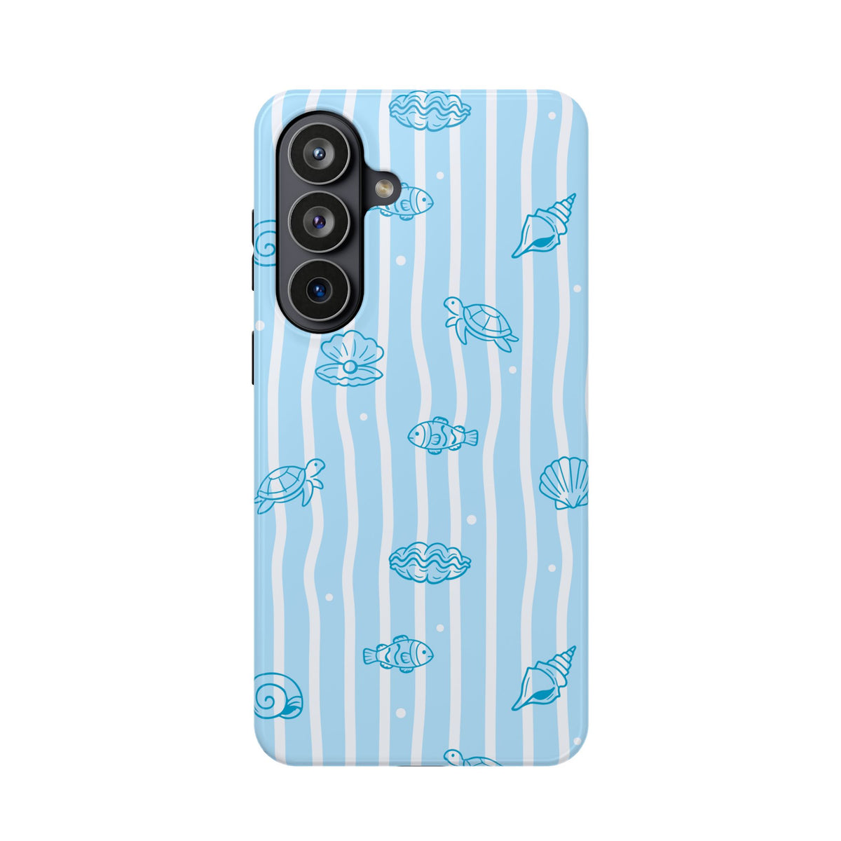 Ocean Doodle Stripe protective phone case for Samsung Galaxy S26 Plus, glossy finish