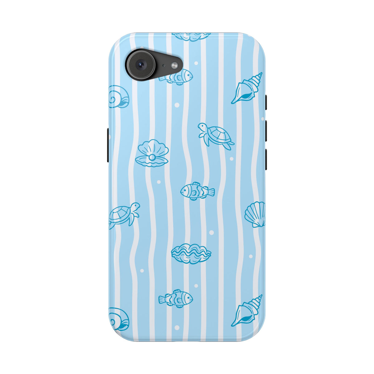 Ocean Doodle Stripe protective phone case for iPhone 17e, glossy finish