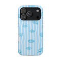Ocean Doodle Stripe MagSafe case for iPhone 18 Pro, glossy finish