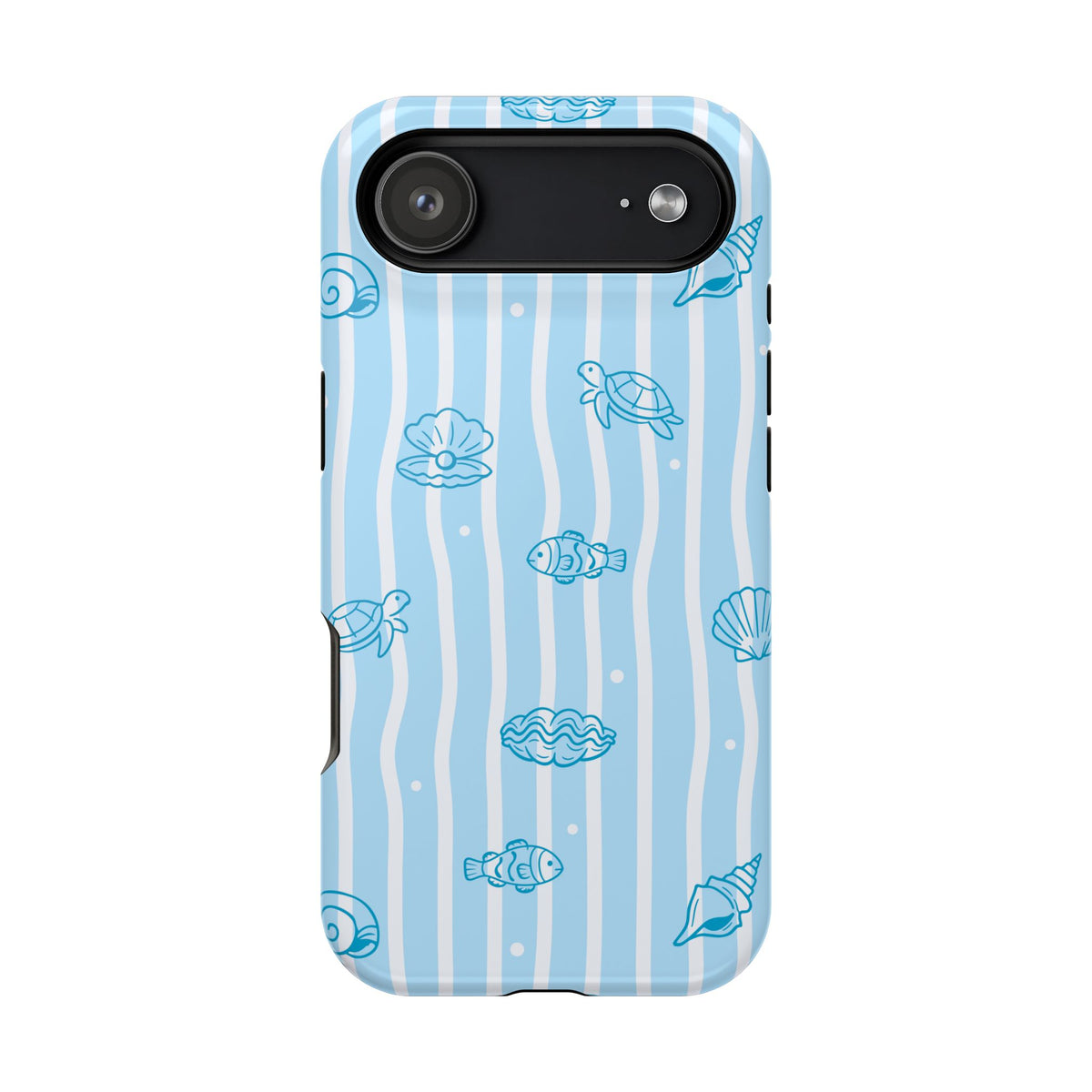 Ocean Doodle Stripe MagSafe case for iPhone 17 Air, glossy finish