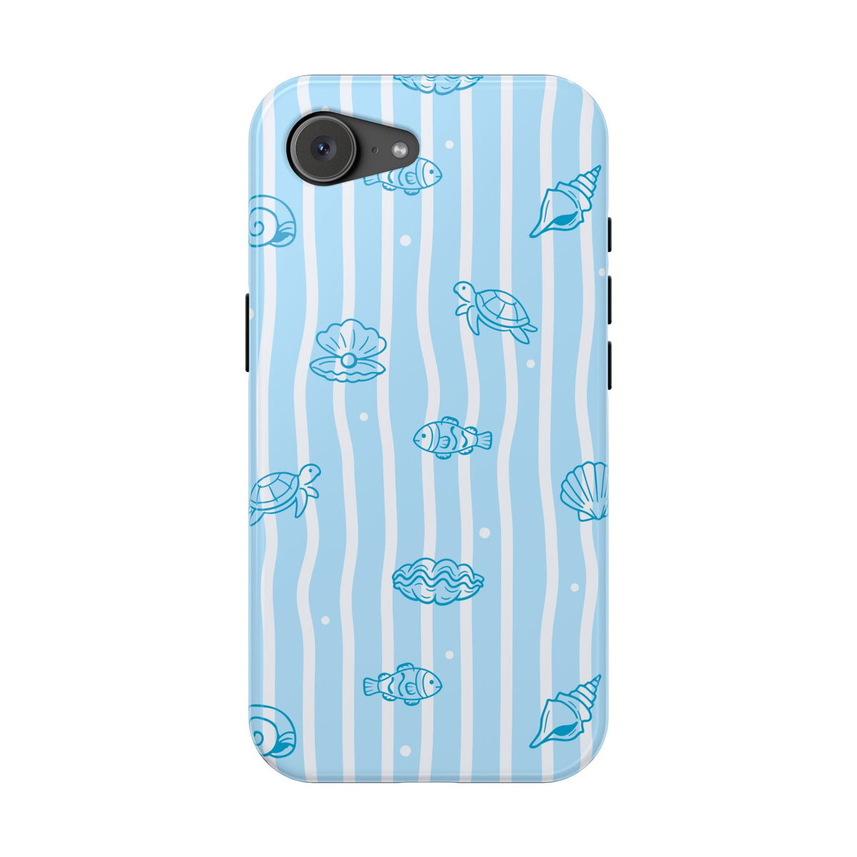 Ocean Doodle Stripe MagSafe case for iPhone 16e, glossy finish