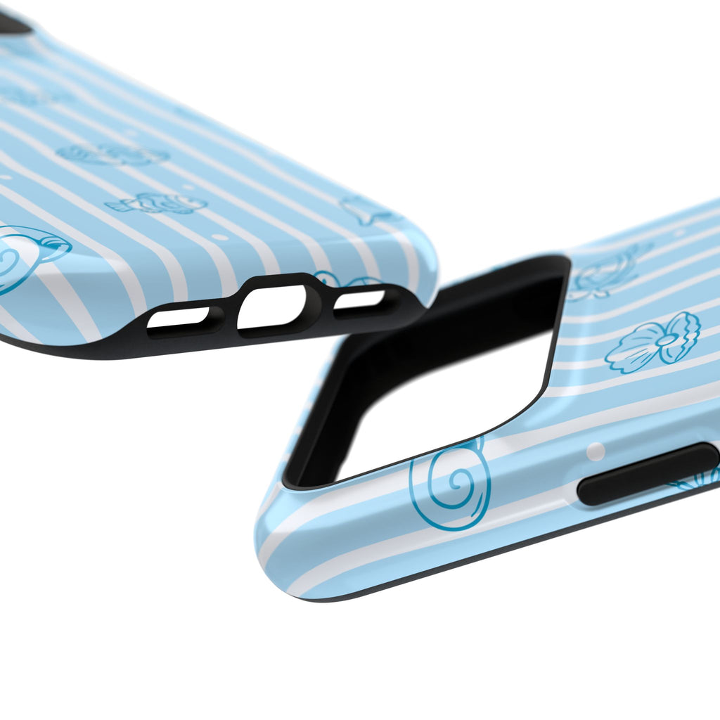 Ocean Doodle Stripe MagSafe case, close-up at an angle