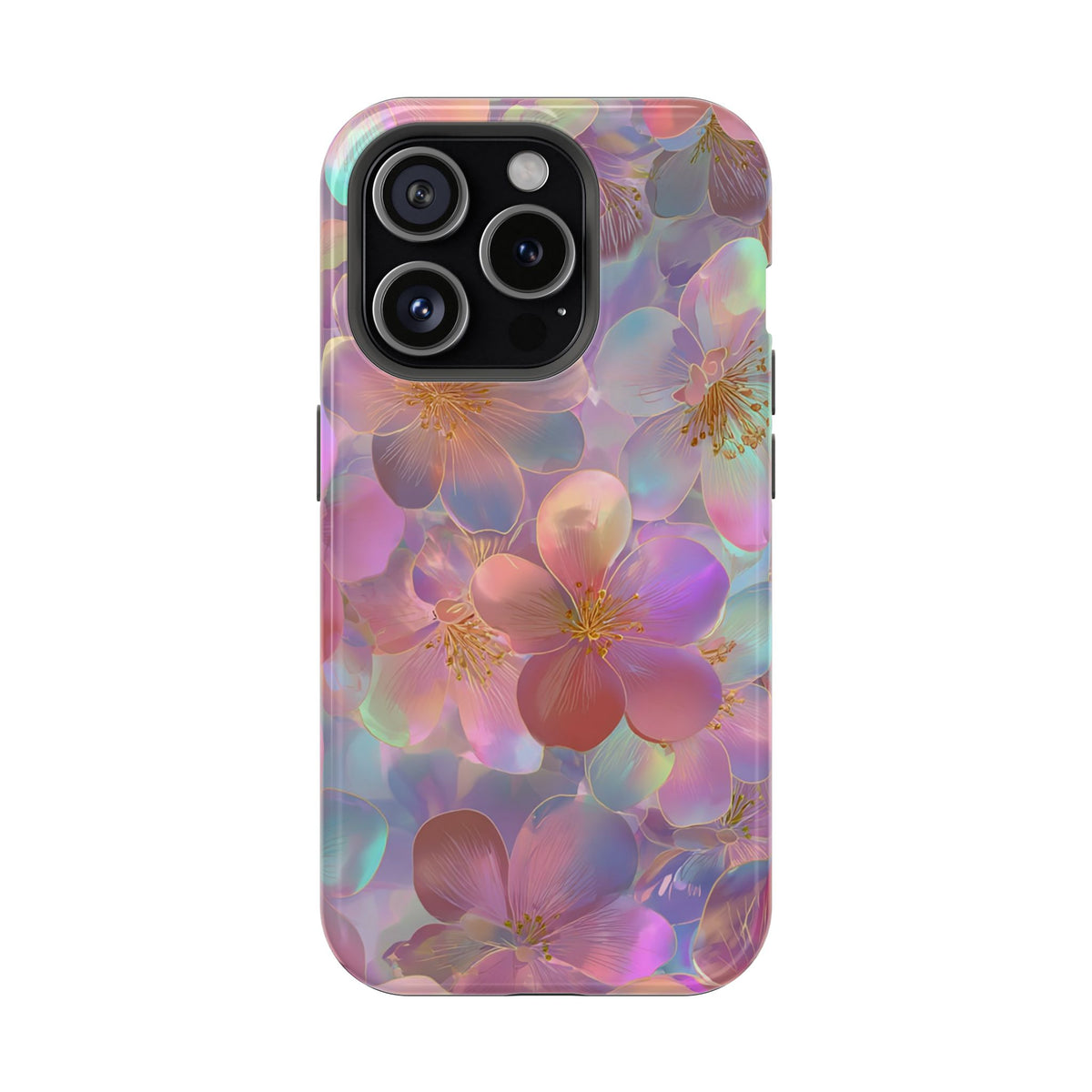 Opal Blossom protective phone case for iPhone 15 Pro, glossy finish