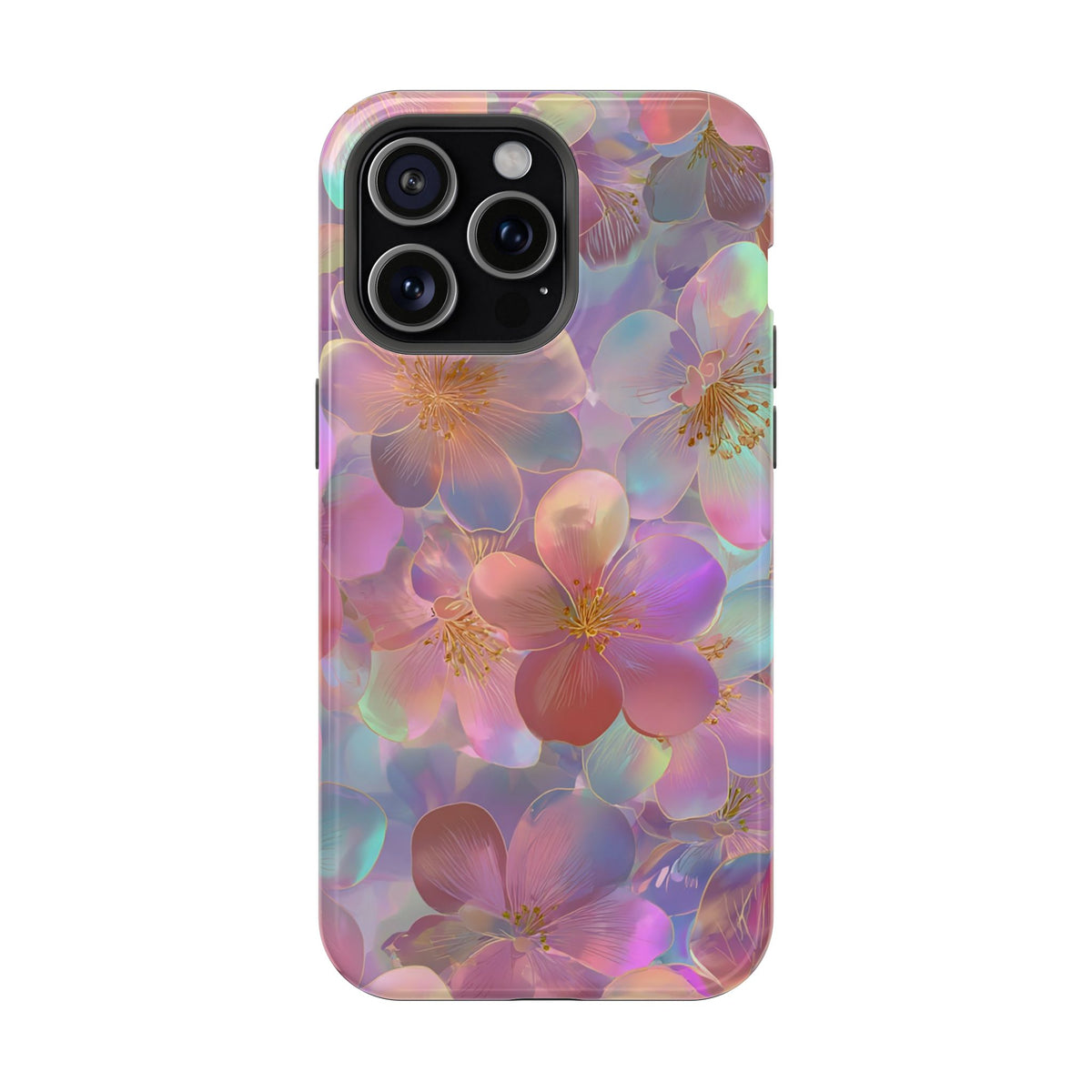 Opal Blossom protective phone case for iPhone 15 Pro Max, glossy finish