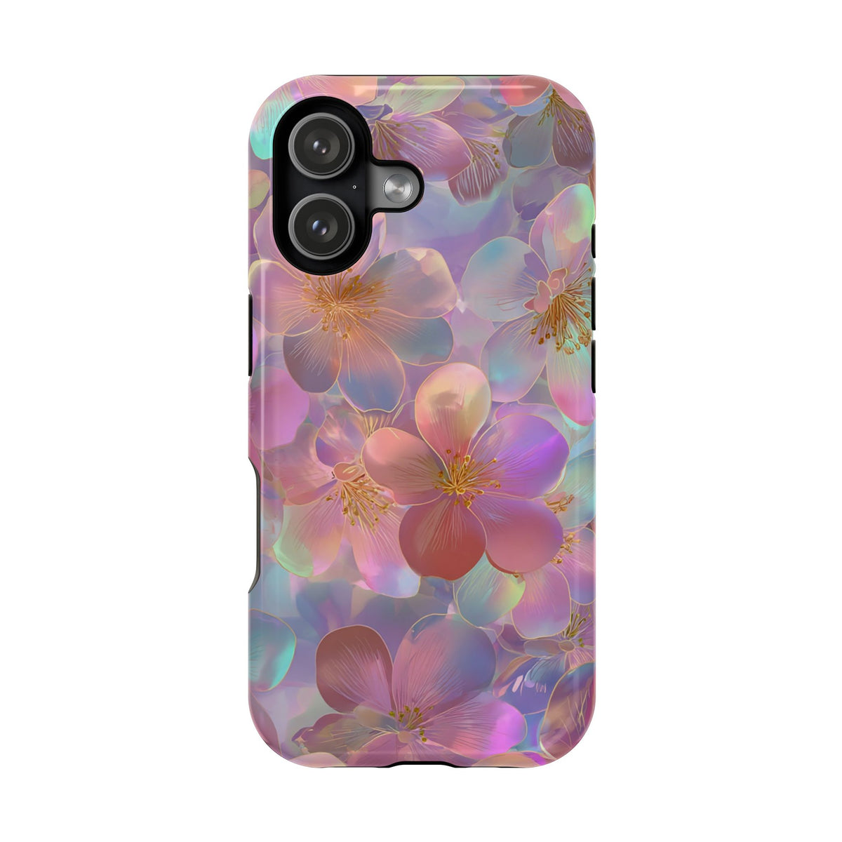 Opal Blossom protective phone case for iPhone 17, glossy finish