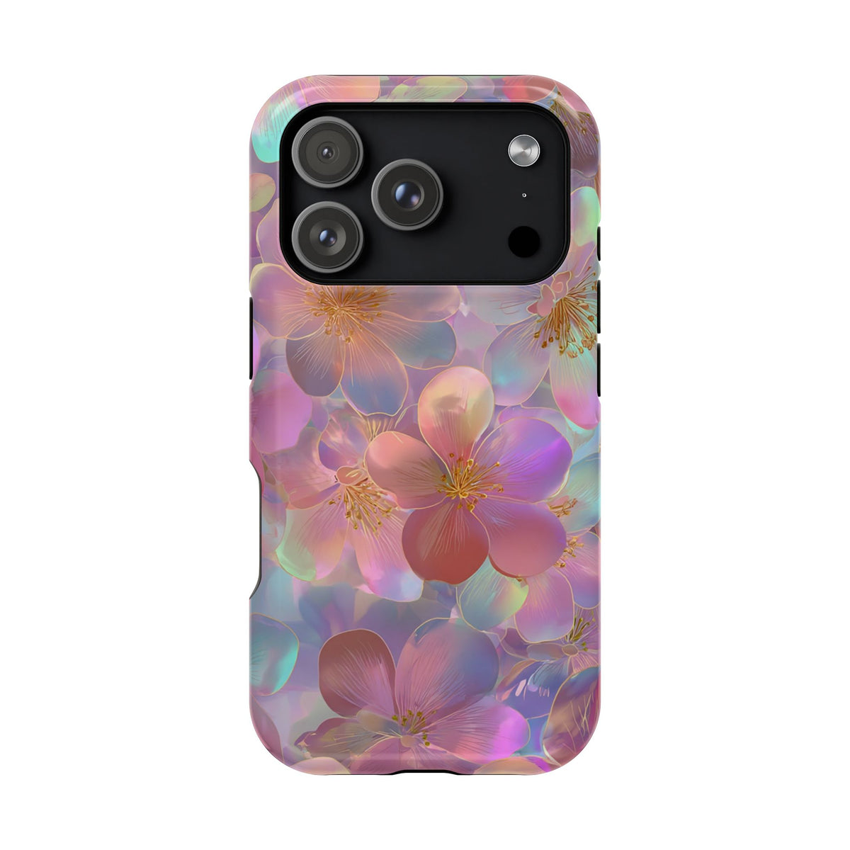 Opal Blossom protective phone case for iPhone 17 Pro, glossy finish