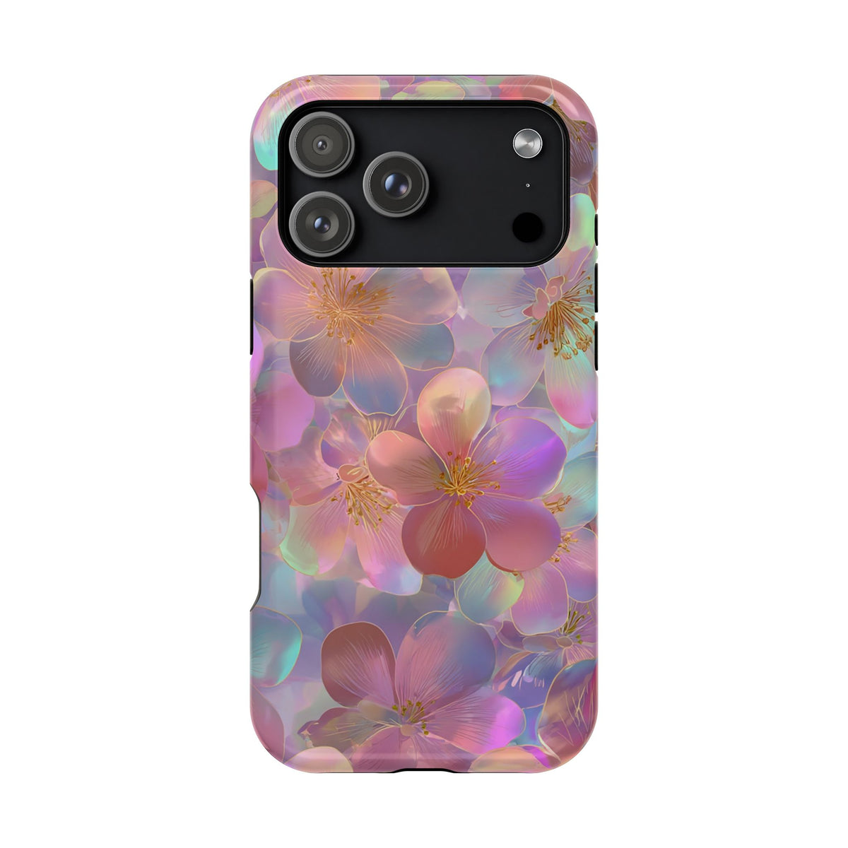 Opal Blossom protective phone case for iPhone 17 Pro Max, glossy finish
