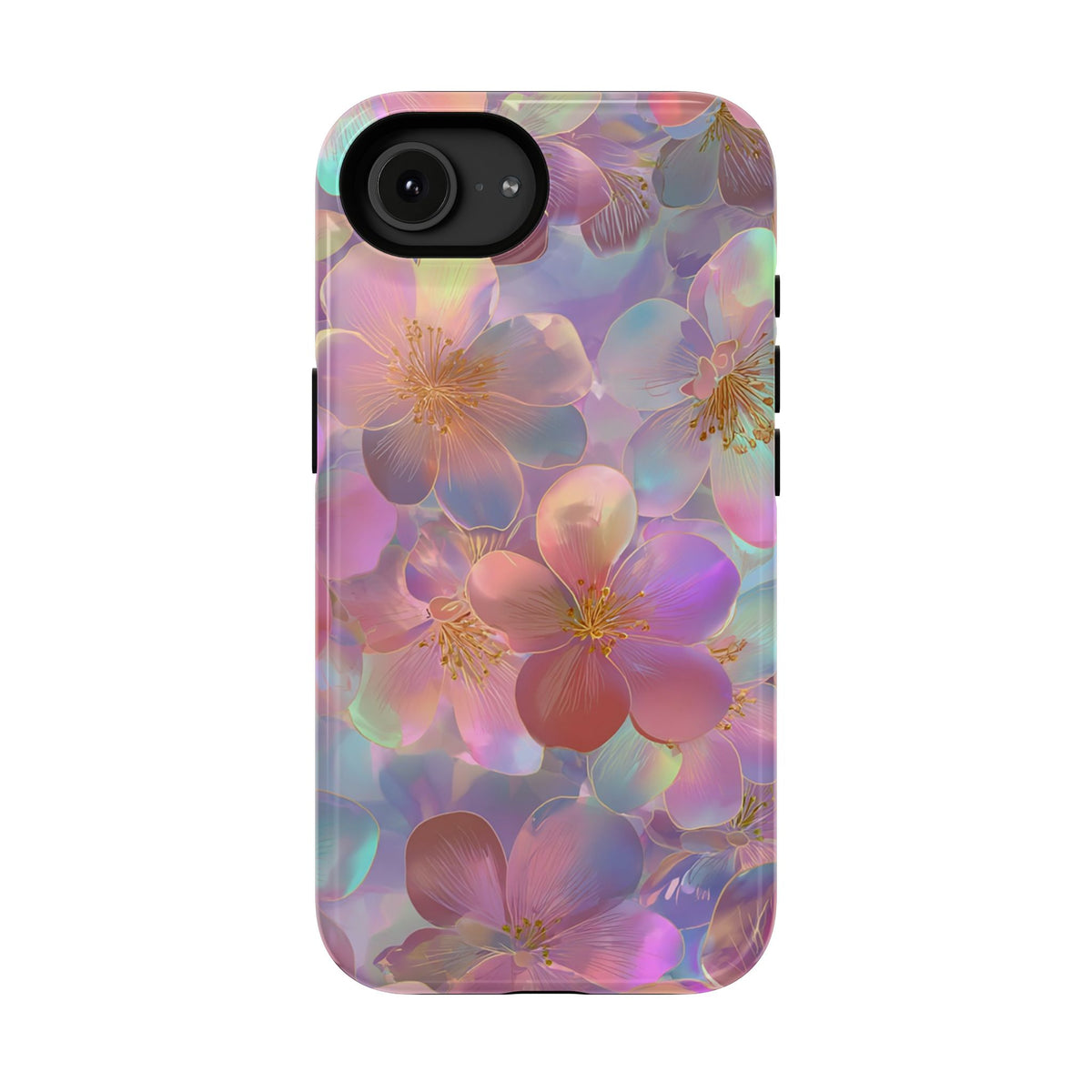Opal Blossom protective phone case for iPhone 16e, glossy finish