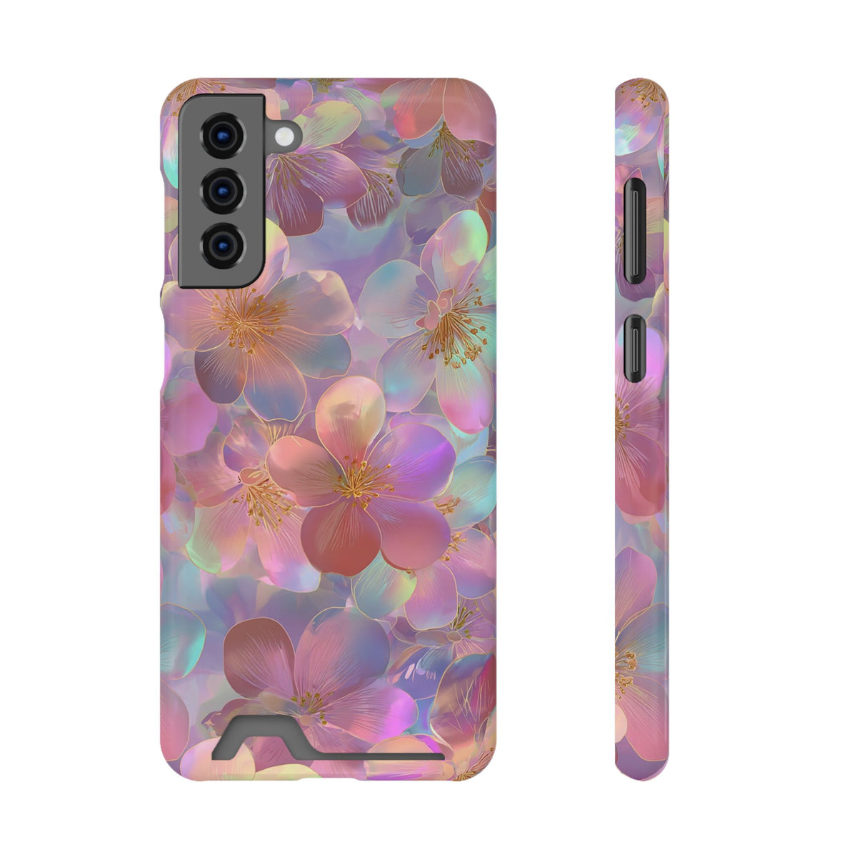 Opal Blossom phone case with card holder for Samsung Galaxy S21 Plus, glossy finish