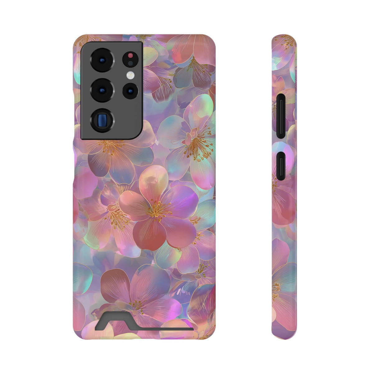 Opal Blossom phone case with card holder for Samsung Galaxy S22 Plus, glossy finish