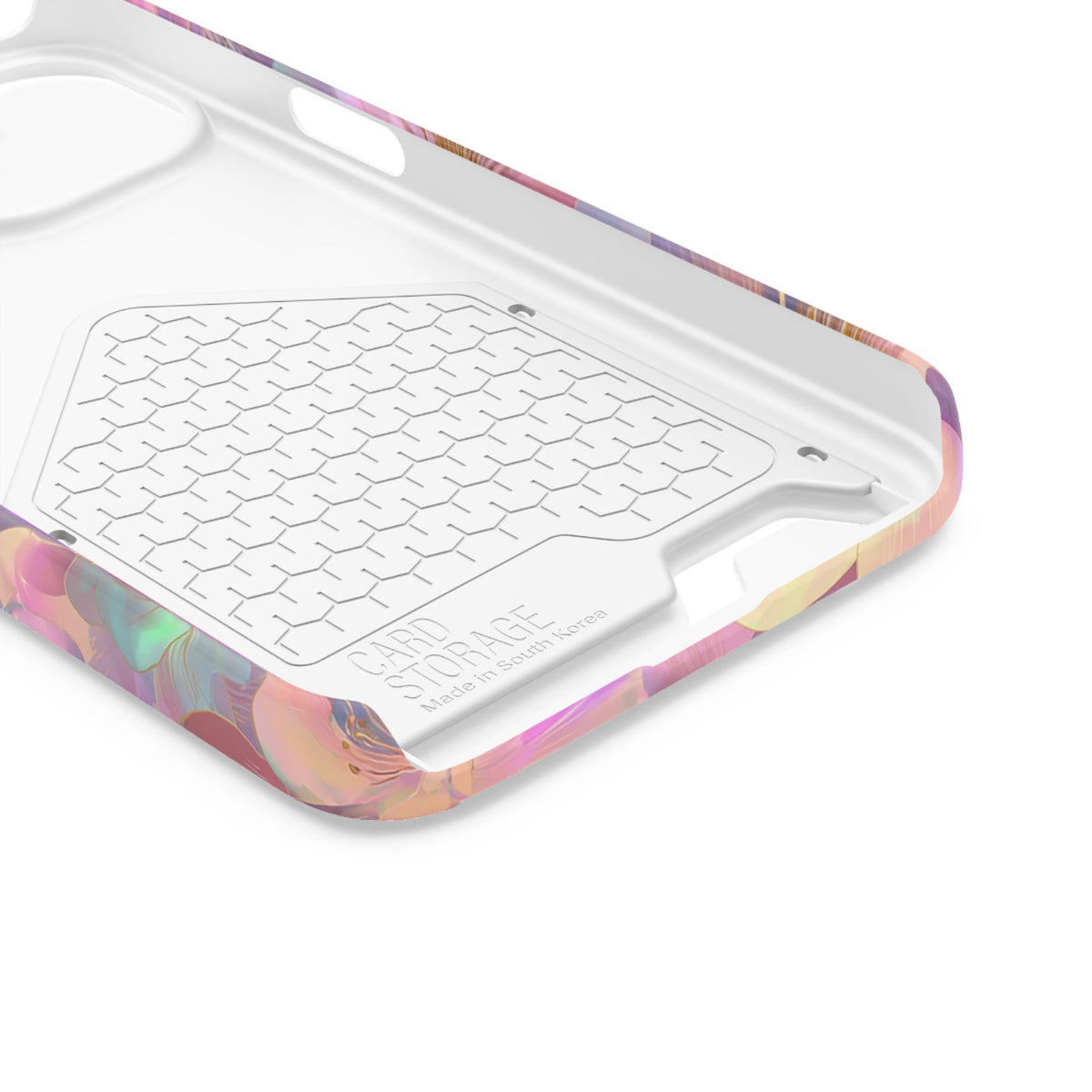 Opal Blossom phone case with card holder for iPhone 13, glossy finish