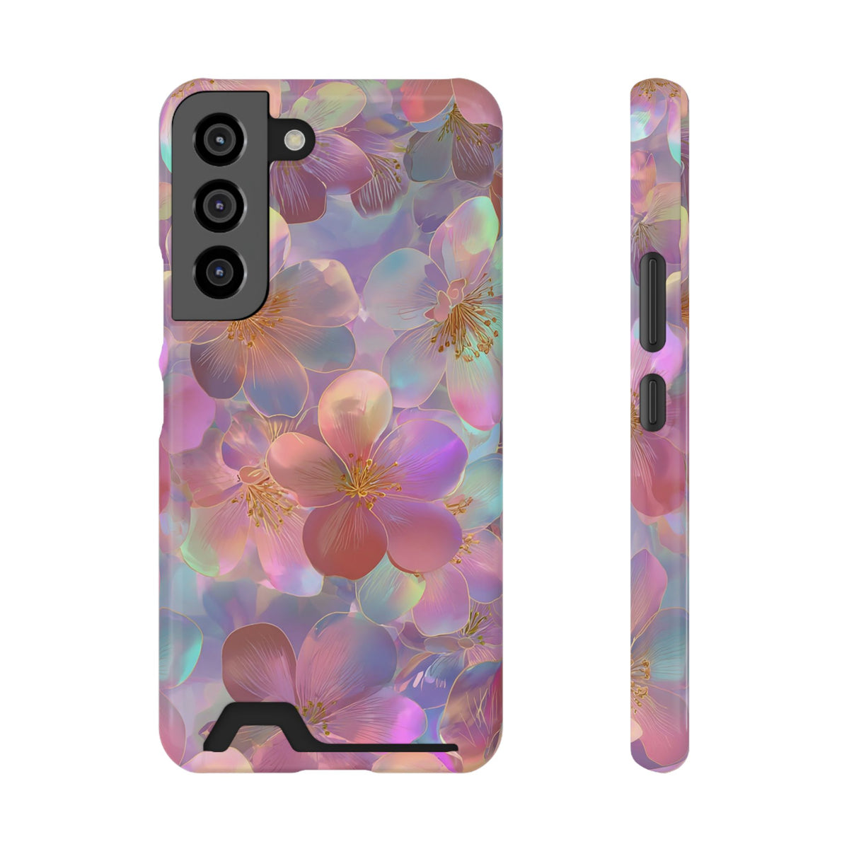 Opal Blossom phone case with card holder for Samsung Galaxy S22, glossy finish