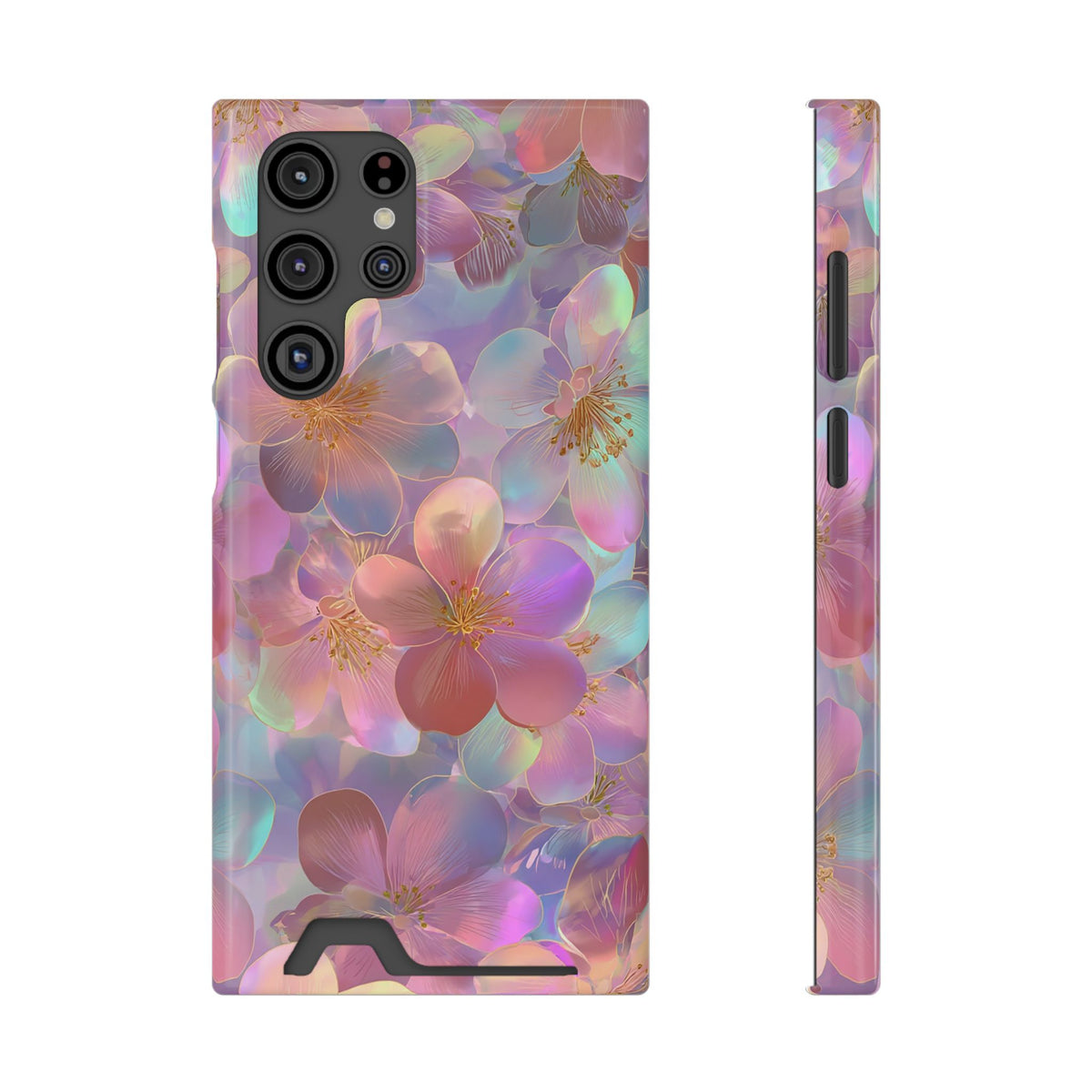 Opal Blossom phone case with card holder for Samsung Galaxy S22 Ultra, glossy finish
