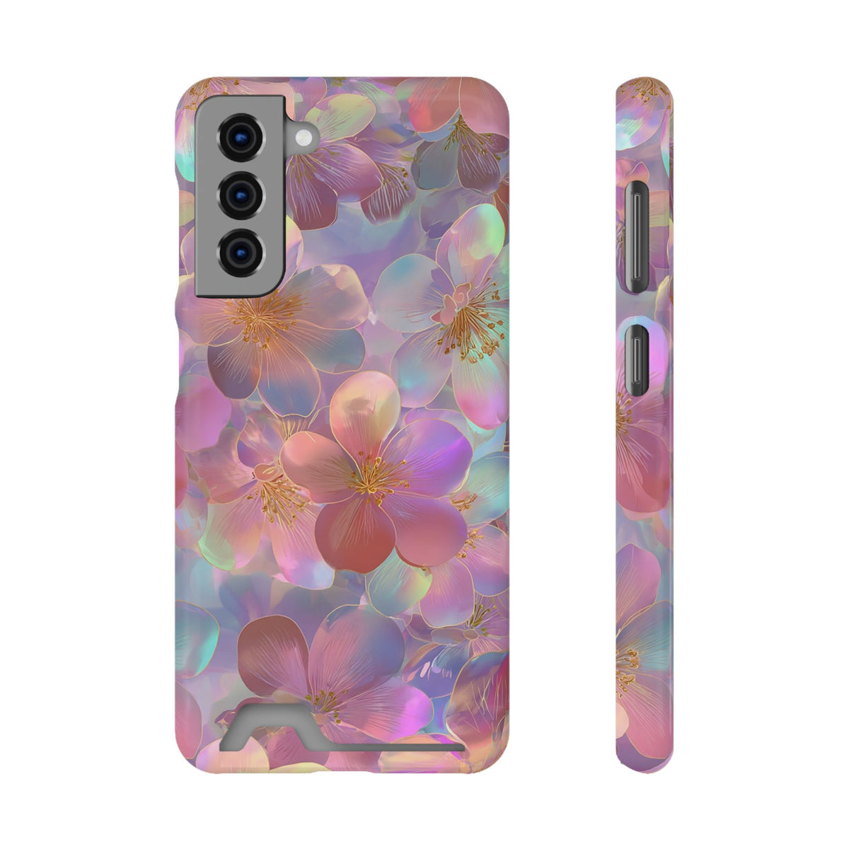 Opal Blossom phone case with card holder for Samsung Galaxy S21, glossy finish