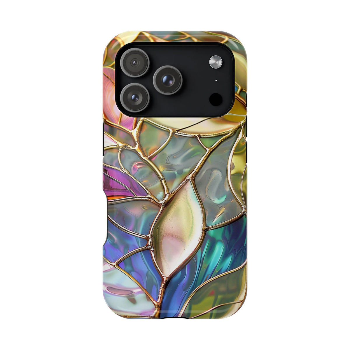 Opal Mosaic protective phone case for iPhone 18 Pro, glossy finish