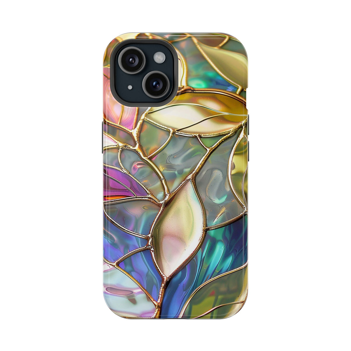 Opal Mosaic protective phone case for iPhone 15, glossy finish