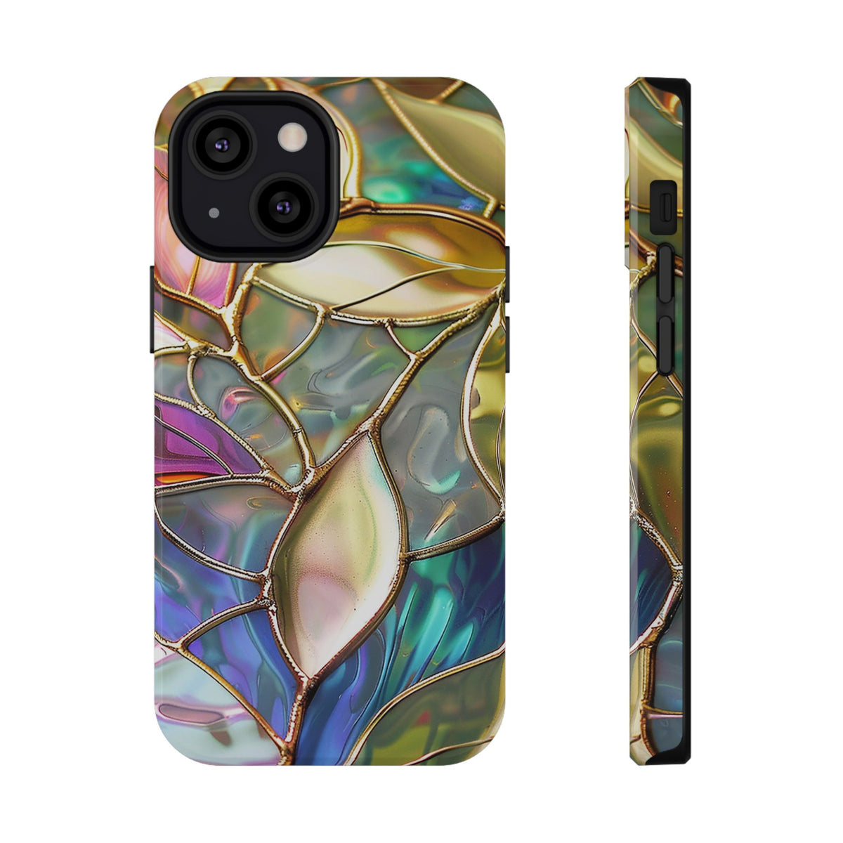 Opal Mosaic protective phone case for iPhone 13 Mini, glossy finish