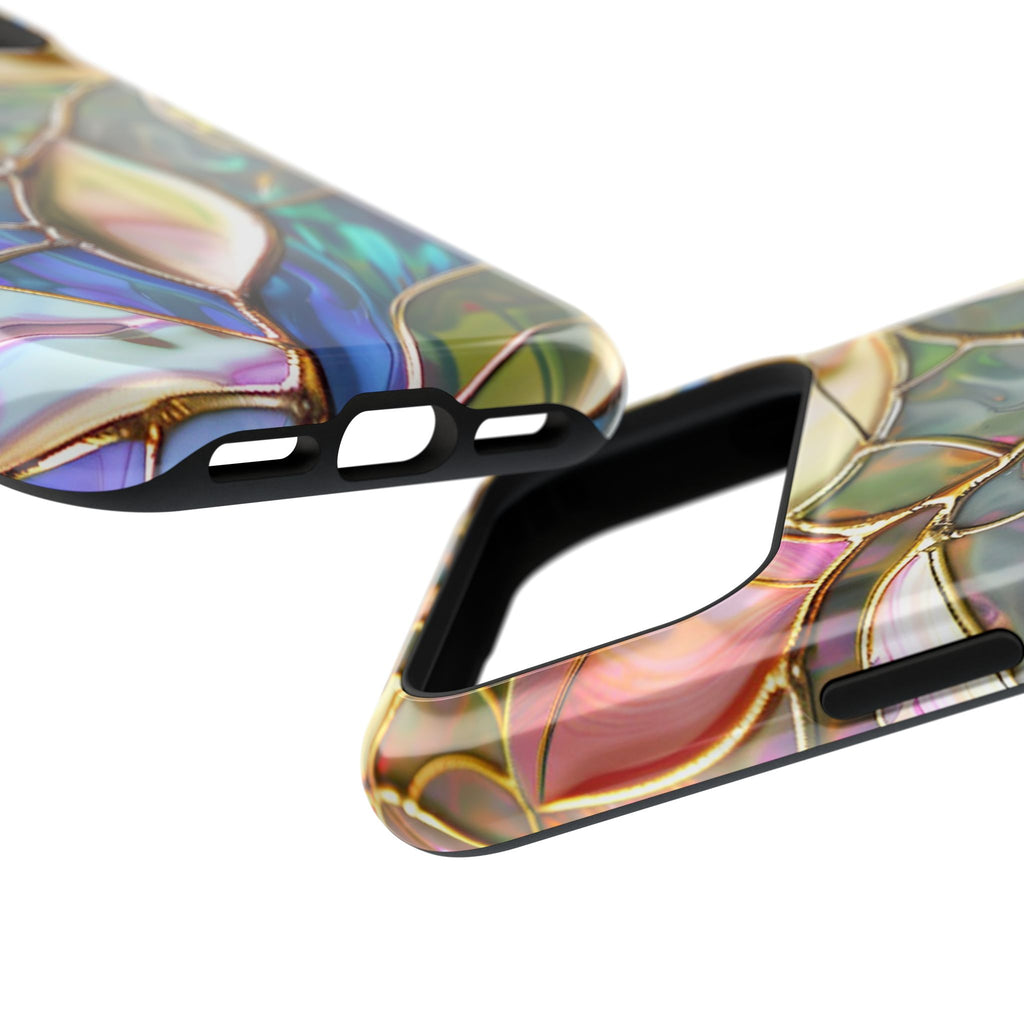 Opal Mosaic protective phone case, close-up at an angle