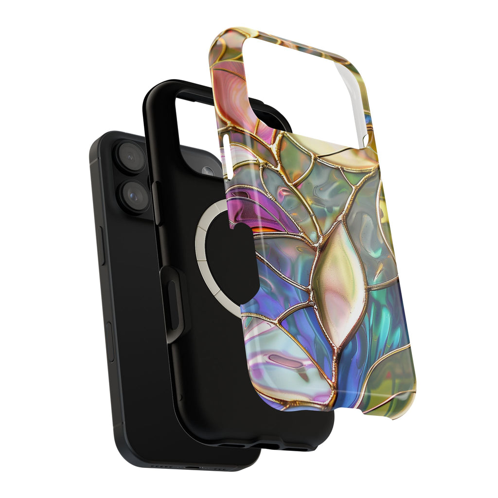 Opal Mosaic MagSafe case, close-up of the dual-layer construction