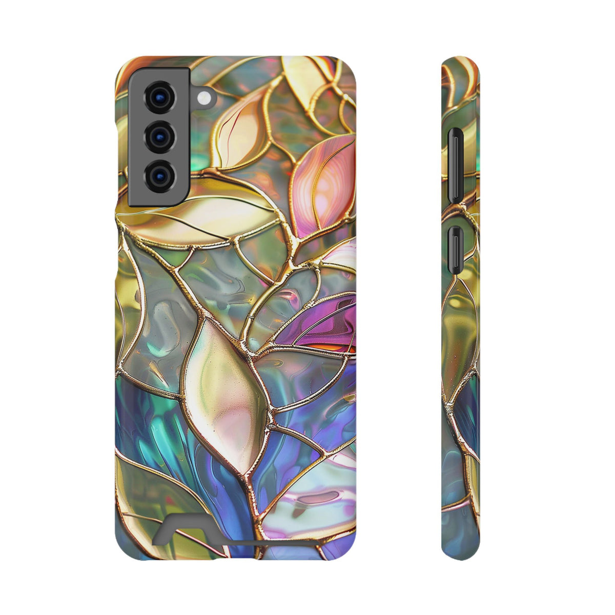 Opal Mosaic phone case with card holder for Samsung Galaxy S21 Plus, glossy finish