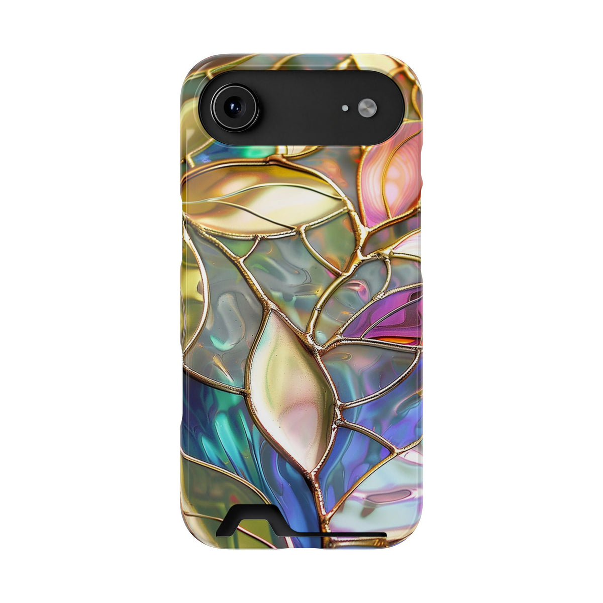 Opal Mosaic phone case with card holder for iPhone 17 Air, glossy finish