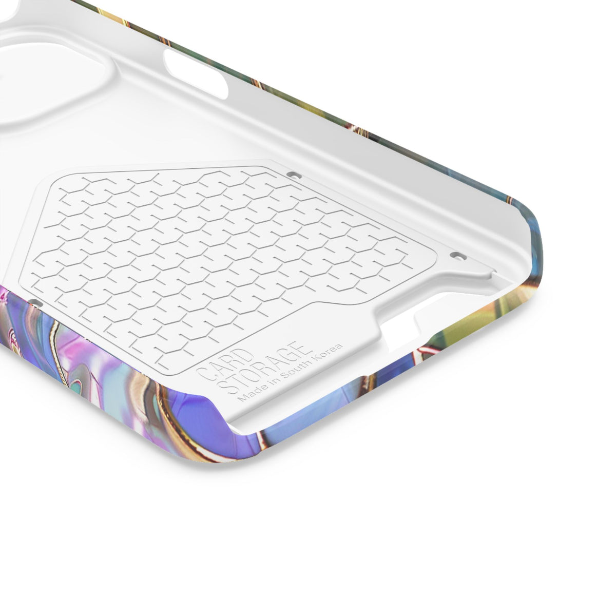 Opal Mosaic phone case with card holder for iPhone 13, glossy finish