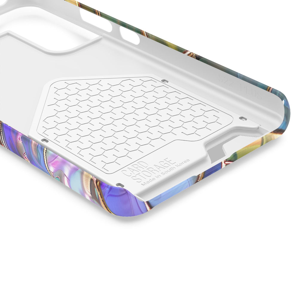 Opal Mosaic phone case with card holder, close-up of the inside