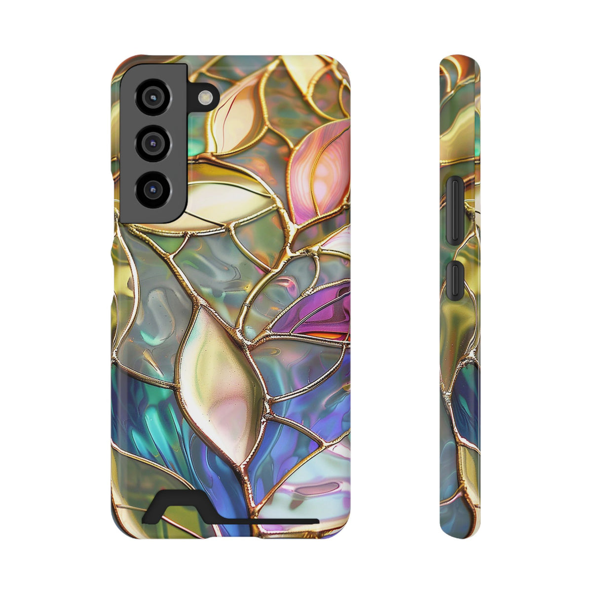 Opal Mosaic phone case with card holder for Samsung Galaxy S22, glossy finish