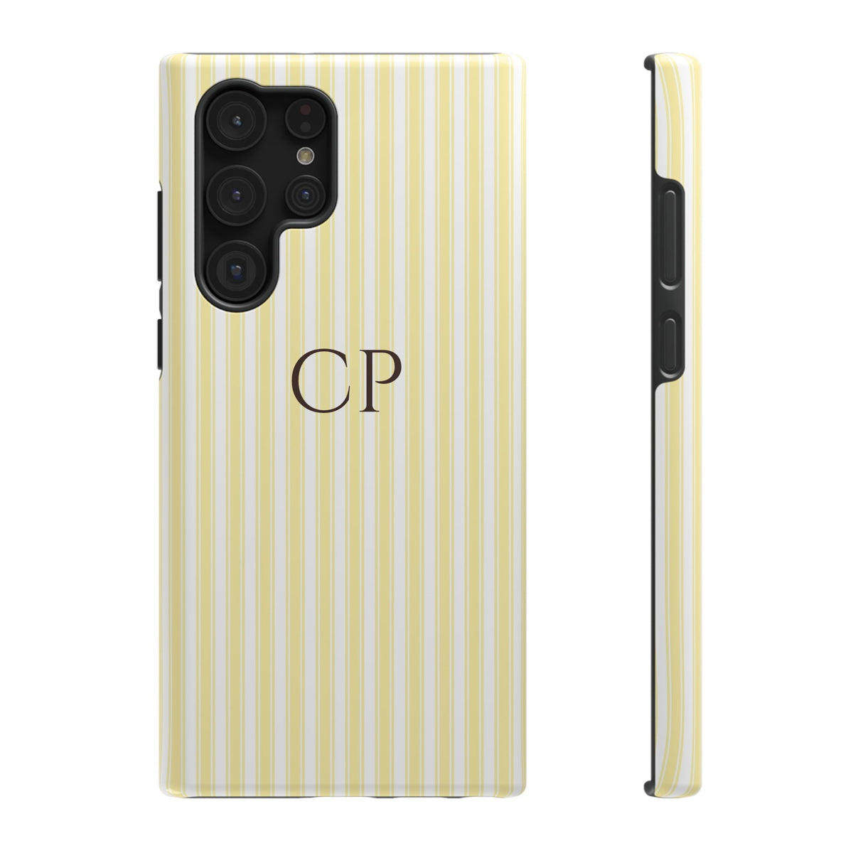Cream Stripe Monogram personalized protective phone case for Samsung Galaxy S22 Ultra, glossy finish