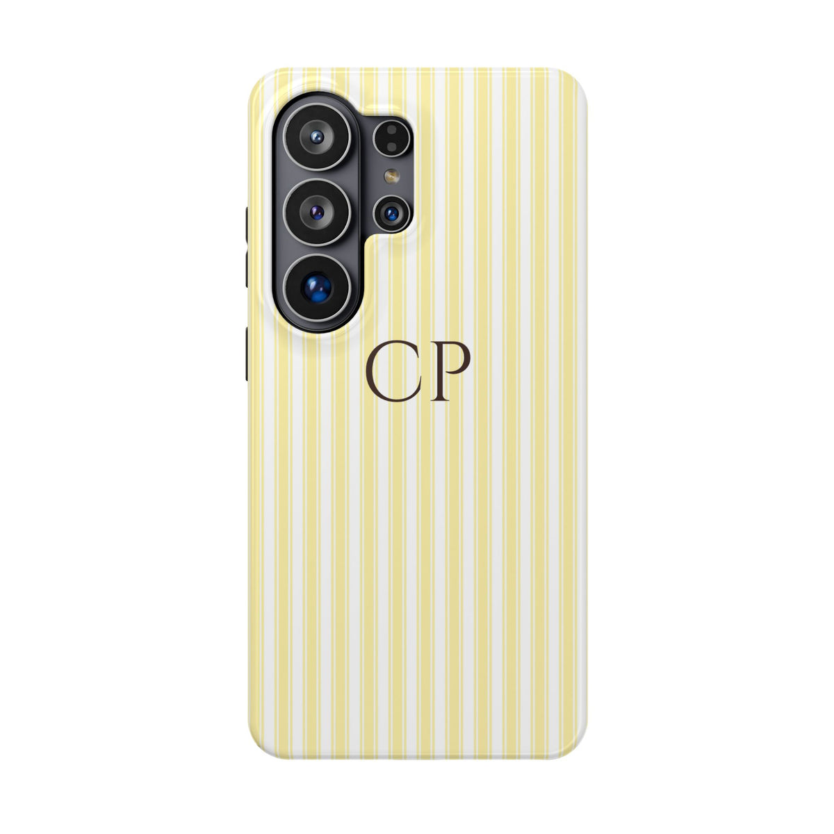 Cream Stripe Monogram personalized protective phone case for Samsung Galaxy S26 Ultra, glossy finish