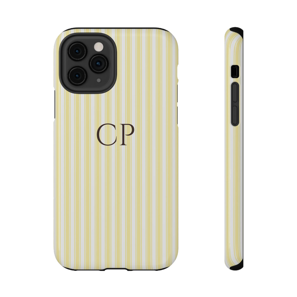 Cream Stripe Monogram personalized protective phone case for iPhone 11 Pro, glossy finish