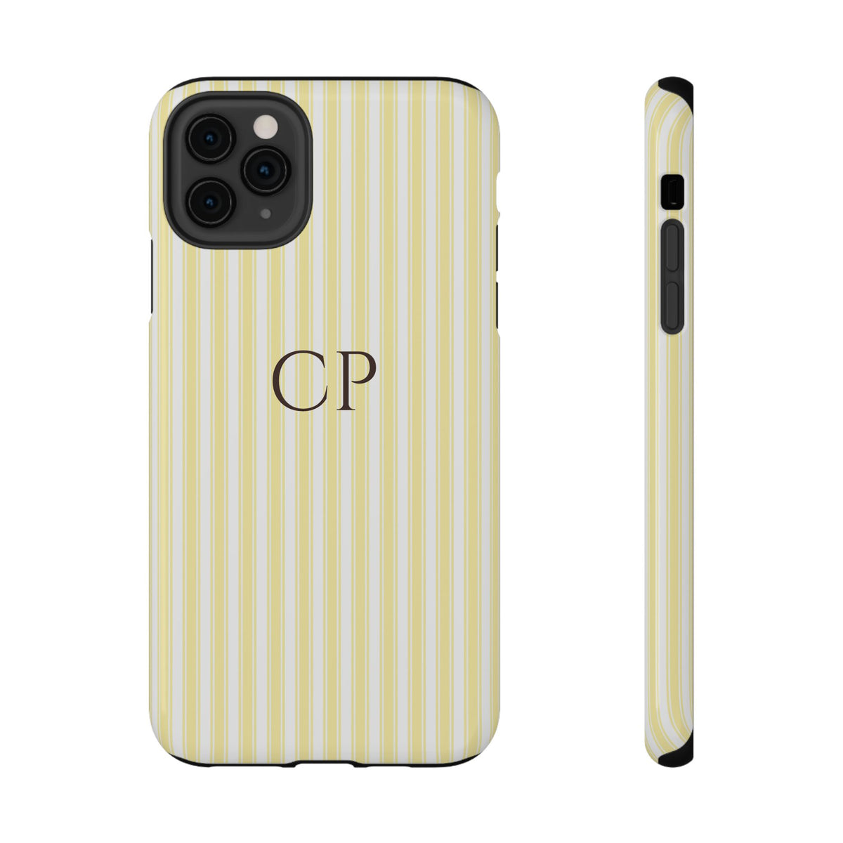Cream Stripe Monogram personalized protective phone case for iPhone 11 Pro Max, glossy finish