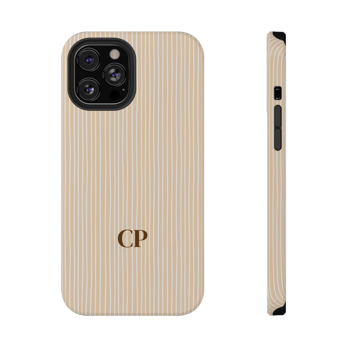 Latte Ribbed Monogram personalized protective phone case for iPhone 12 Pro Max, glossy finish