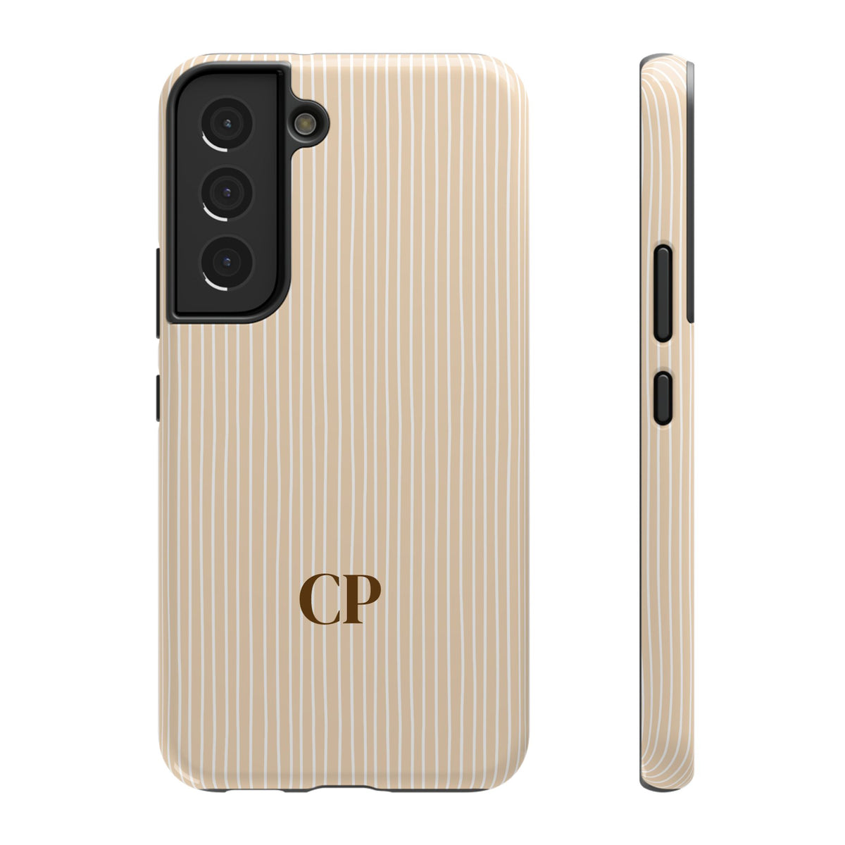 Latte Ribbed Monogram personalized protective phone case for Samsung Galaxy S22, glossy finish