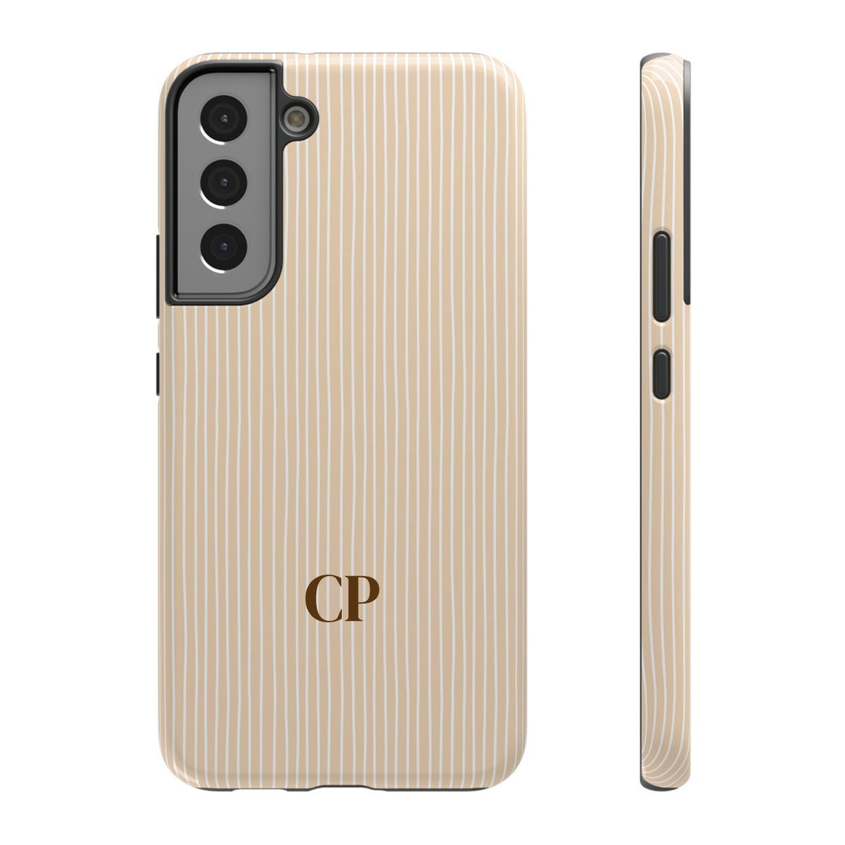 Latte Ribbed Monogram personalized protective phone case for Samsung Galaxy S22 Plus, glossy finish