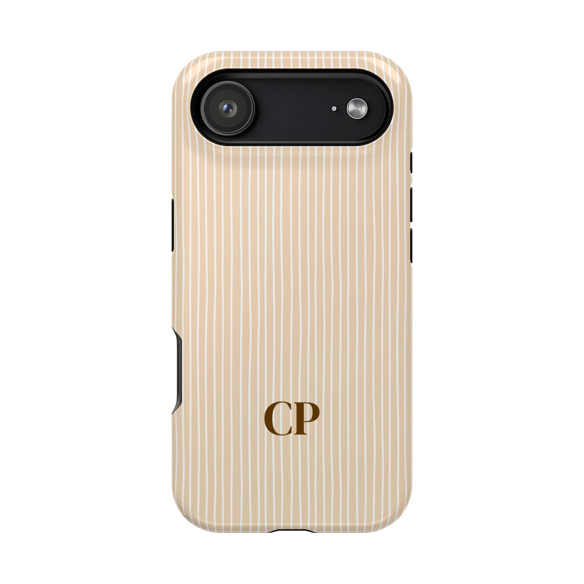 Latte Ribbed Monogram personalized protective phone case for iPhone 17 Air, glossy finish