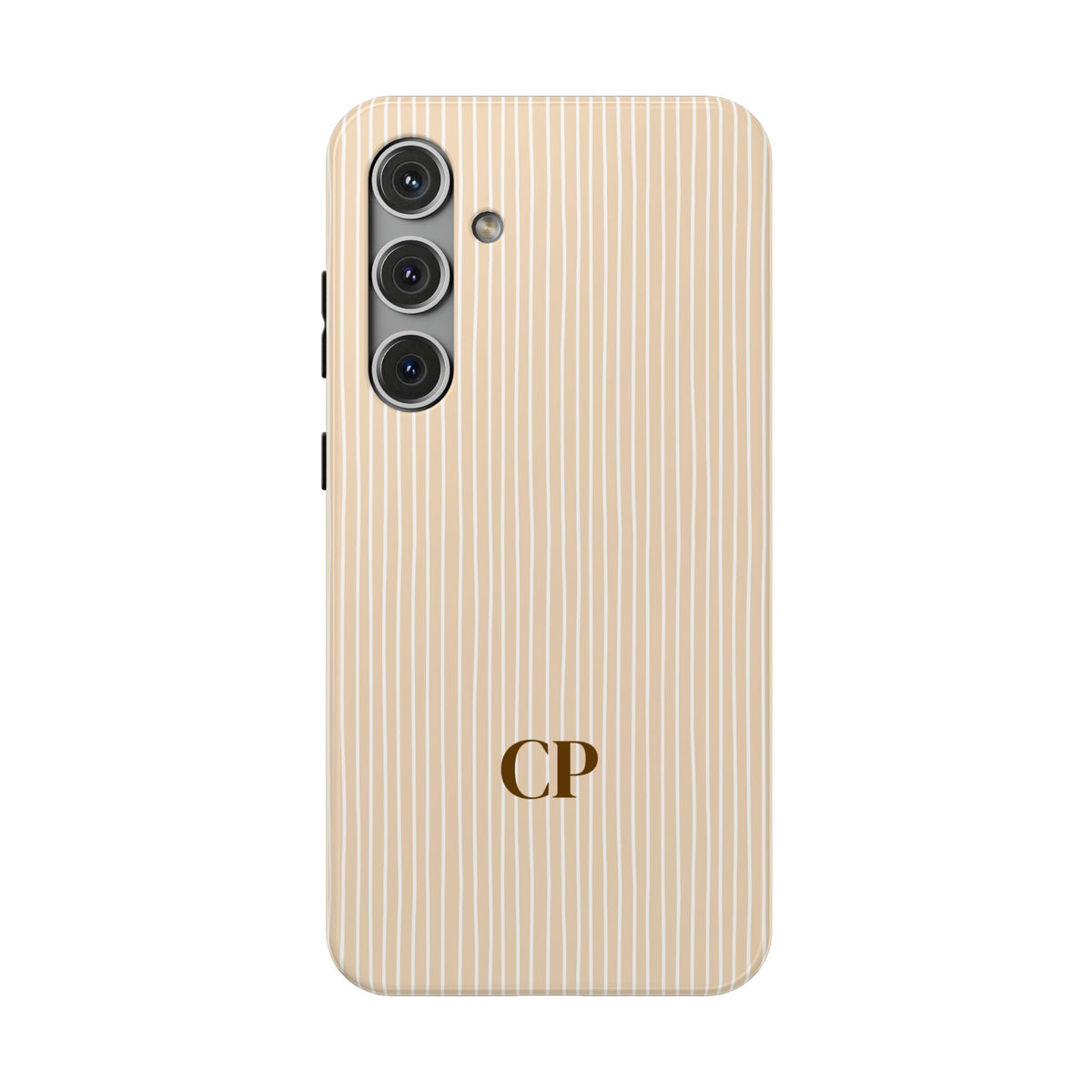 Latte Ribbed Monogram personalized protective phone case for Samsung Galaxy S24 Plus, glossy finish