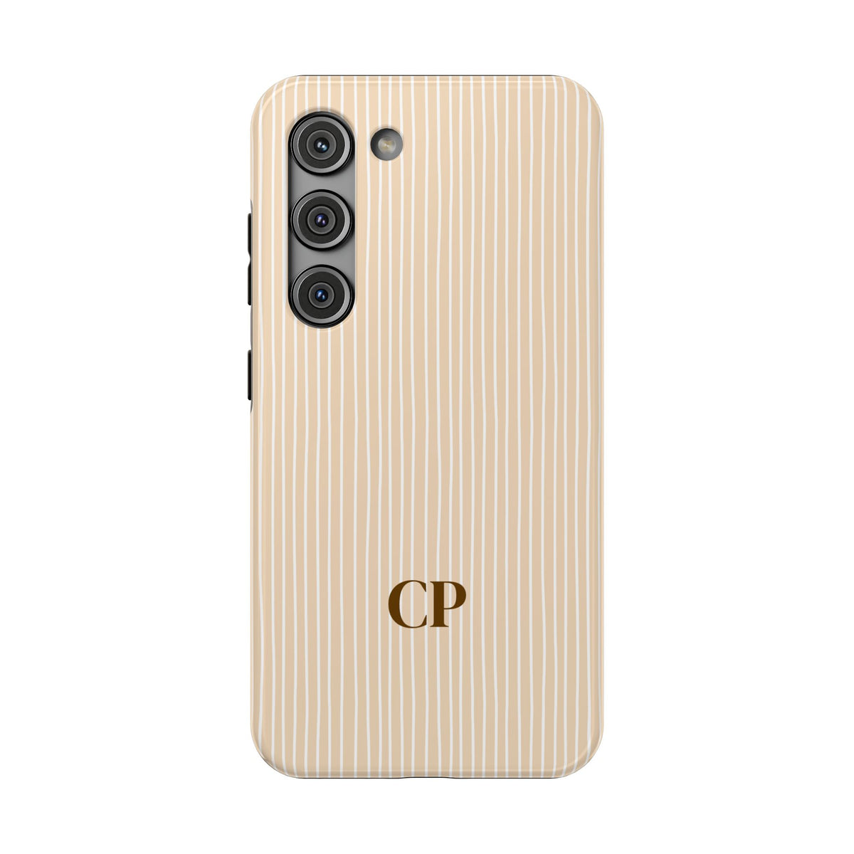 Latte Ribbed Monogram personalized protective phone case for Samsung Galaxy S23, glossy finish