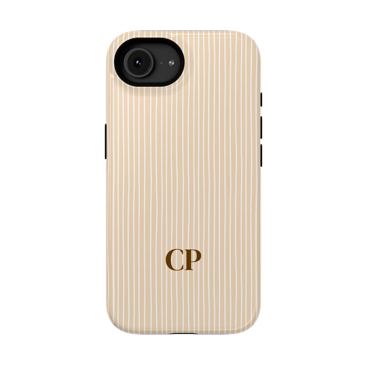 Latte Ribbed Monogram personalized protective phone case for iPhone 16e, glossy finish