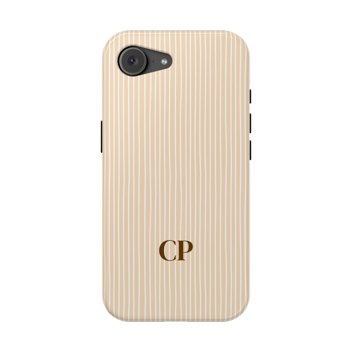 Latte Ribbed Monogram personalized protective phone case for iPhone 17e, glossy finish