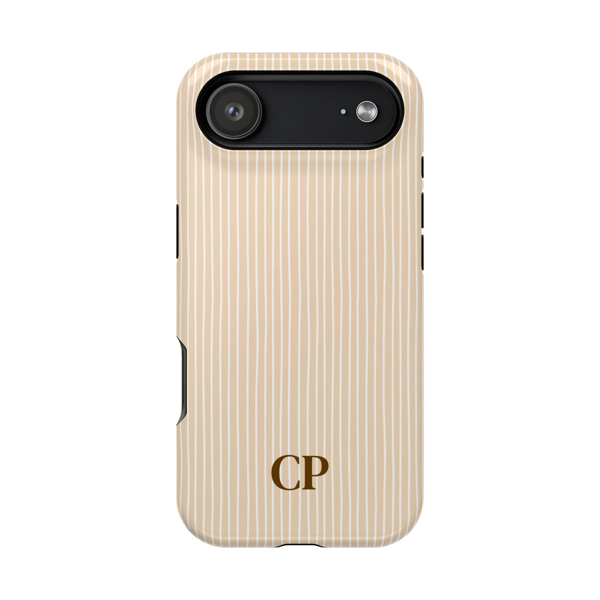Latte Ribbed Monogram personalized MagSafe case for iPhone 17 Air, glossy finish